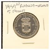 Ruanda-Urandi Coin 1959 5 Francs