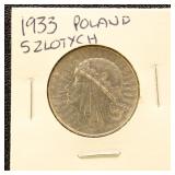Poland Silver Coin 1933 Zlotych