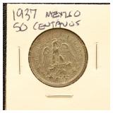 Mexico Silver Coin 1937 50 Centavos