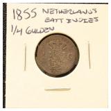 Netherlands East Indies Coin 1855 Quarter Gulden