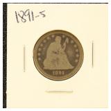 US Silver Coin 1891-S Seated Liberty Quarter, circ