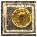 Canada Gold Coin 1999 $5 1/10 Ounce Maple Leaf