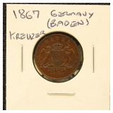Germany (Baden) Coin 1867 Kreuzer
