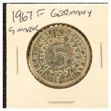 Germany Silver Coin 1967F 5 Mark