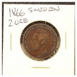 Sweden Coin 1866 2 Ore