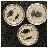 Silver 3 1/10 Ounce Kookaburras