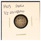 Peru Silver Coin 1903 Half Dinero