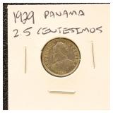 Panama Silver Coin 1929 2.5 Centesimos