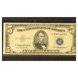 US Paper Money $5 Silver Certificates Group of 5,