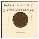German Coin 1939 2 Reichspfennig