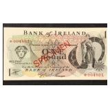 Ireland Specimen Paper Money 1978 ï¿½1, Uncirculated