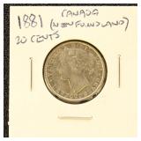 Newfoundland Silver Coin 1881 20 Cent Piece