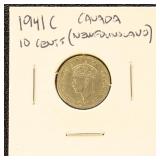 Newfoundland Silver Coin 1941C Dime