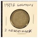 Germany Silver Coin 1937E 2 Reichmark