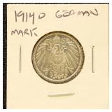 Germany Silver Coin 1914D Mark