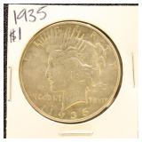 US Silver Coin 1935 Peace Silver Dollar, circulate