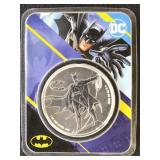 Silver 2023 Samoa $% Silver Batman Coin