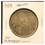 Egypt Silver Coin 1923 20 Piastres