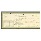 Jimmy Stewart Autograph on check, with James Stewa