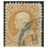 US Stamps #100 Used 30 Cent F Grill CV $1,000, 'PA