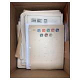 Worldwide Stamps on pages in bankers box, includes