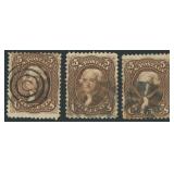 US Stamps #76 Used group of 3 CV $345