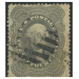 US Stamps #37 Used 24 Cent 1860 Issue, staining an