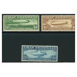 US Stamps #C13-C15 Mint Hinged Zeppelins CV $1075