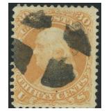US Stamps #71 Used CV $250 with black fancy cancel