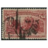 US Stamps #242 Used $2 Columbian, nicely c CV $550