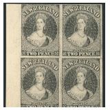 New Zealand Stamps Plate Proof on Card, Block of 4