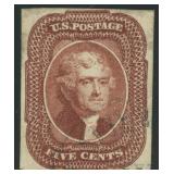 US Stamps #12 Used with thin at top left CV $750