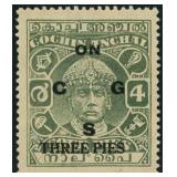 India Cochin State Stamps #O72a Mint No Gu CV $250