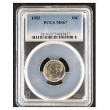 1955 Roosevelt Dime Graded MS67 by PCGS