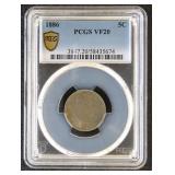 1886 Liberty "V" Nickel Graded VF20 by PCGS