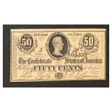 1864 T-72 Confederate States Currency Fifty Cent N