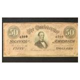 1864 T-66 Confederate States Currency Fifty Dollar