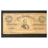 1864 T-66 Confederate States Currency Fifty Dollar