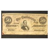 1864 T-66 Confederate States Currency Fifty Dollar