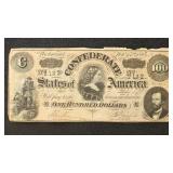 1864 T-65 Confederate States Currency One Hundred