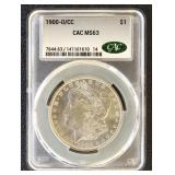 1900-O/CC Morgan Silver Dollar Graded MS63 by CACG