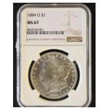 1884-O Morgan Silver Dollar Graded MS67 by NGC