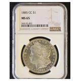 1885-CC Morgan Silver Dollar Graded MS65 by NGC