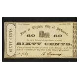 1862 VA Obsolete Currency $0.60 Richmond Note TR06