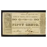 1862 Obsolete Currency $0.50 Richmond Note TR06-10