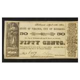 1862 Obsolete Currency $0.50 Richmond Note TR06-11
