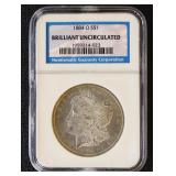 1884-O Morgan Silver Dollar Graded Brilliant Uncir
