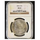 1884-O Morgan Silver Dollar Graded MS63 by NGC
