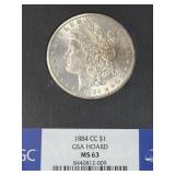 1884-CC GSA Morgan Silver Dollar Graded MS63 by NG