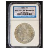 1902-O Morgan Silver Dollar Graded Brilliant Uncir